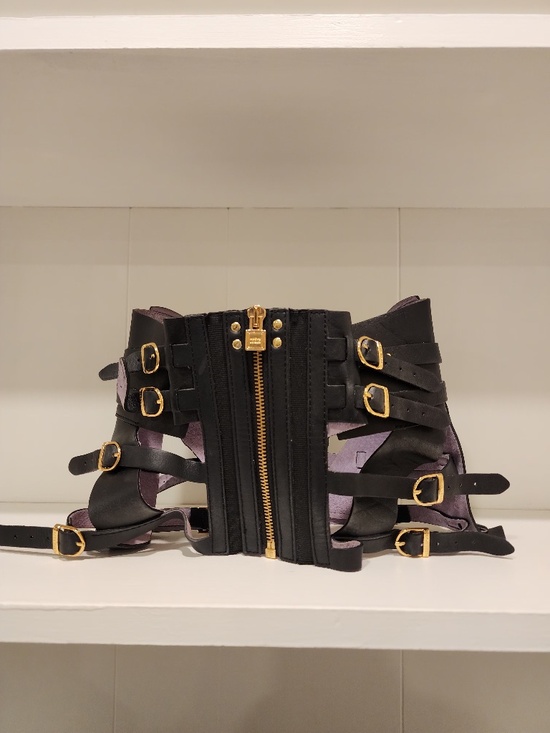 Herve Leger Accessories - Hervé Legér Strappy Black Leather Corset Harness Belt with Gold Hardware